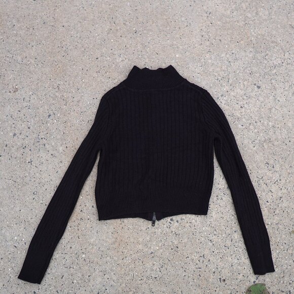 H&M Divided Black Zip Up Collared Sweater Size M Cozy Fall Winter Work Casual - Picture 8 of 10